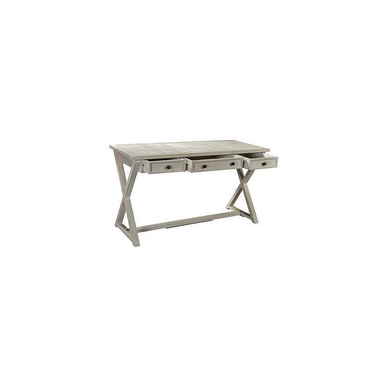 Image 2 Bengal Manor 56" Wide White Washed Wood 3-Drawer Desk more views
