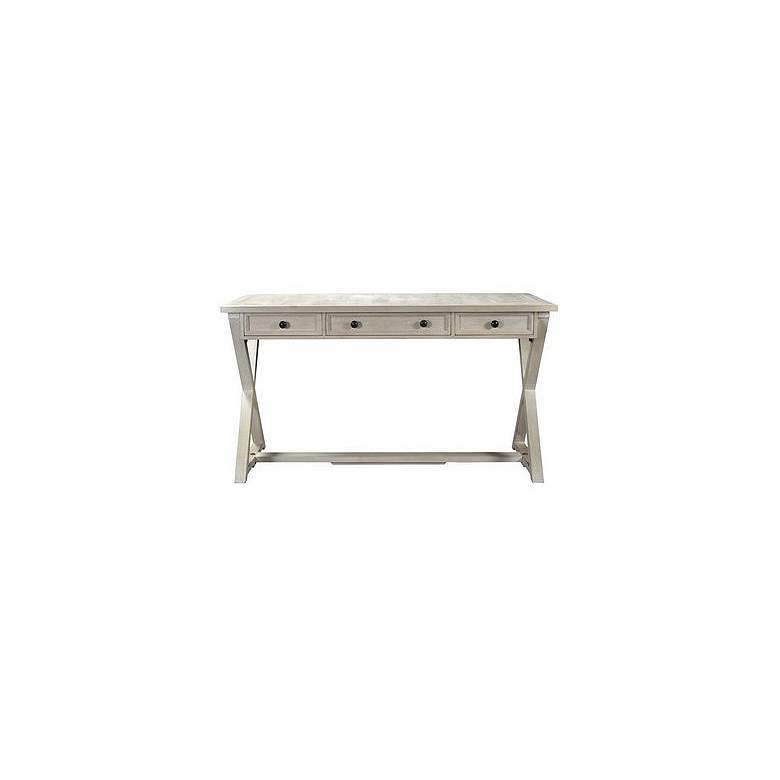 Image 5 Bengal Manor 56" Wide White Washed Wood 3-Drawer Desk more views