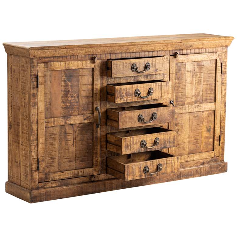 Image 3 Bengal Manor 69" Wide Mango Wood 5-Drawer Sideboard more views