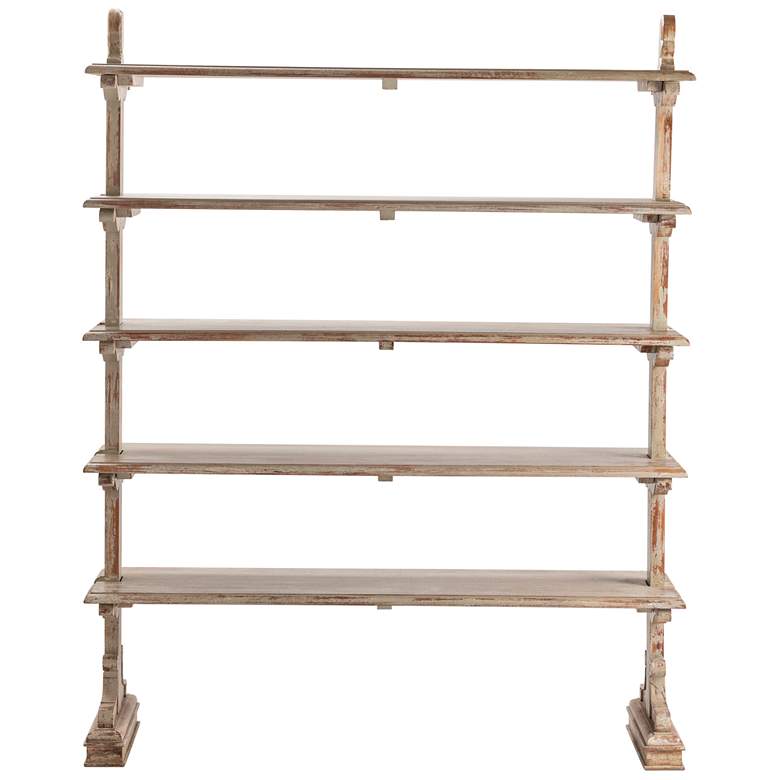 Image 1 Bengal Manor 75" High 5-Tier Mango Wood Aged Ash Open Bookshelf
