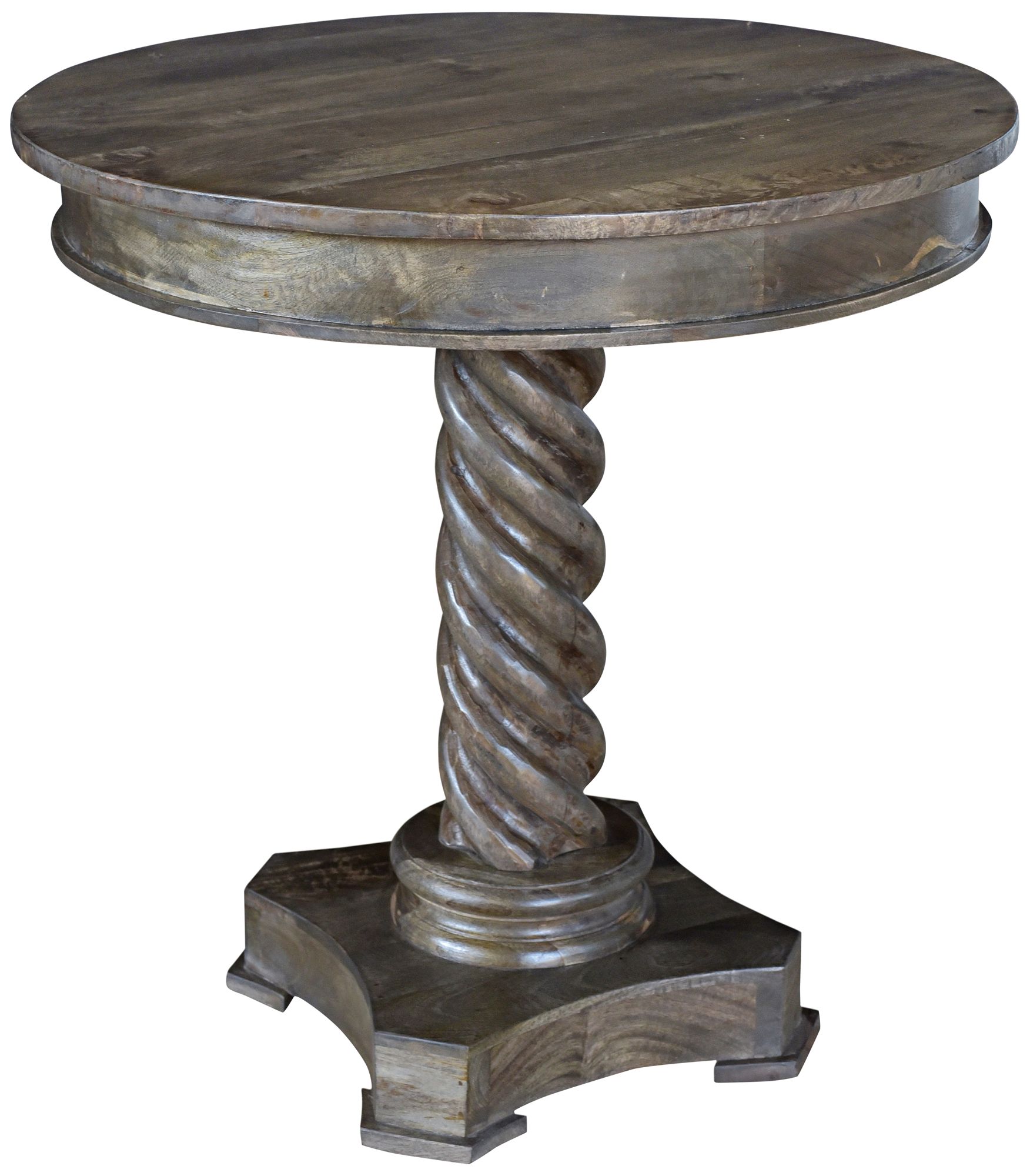 twisted base wooden accent table