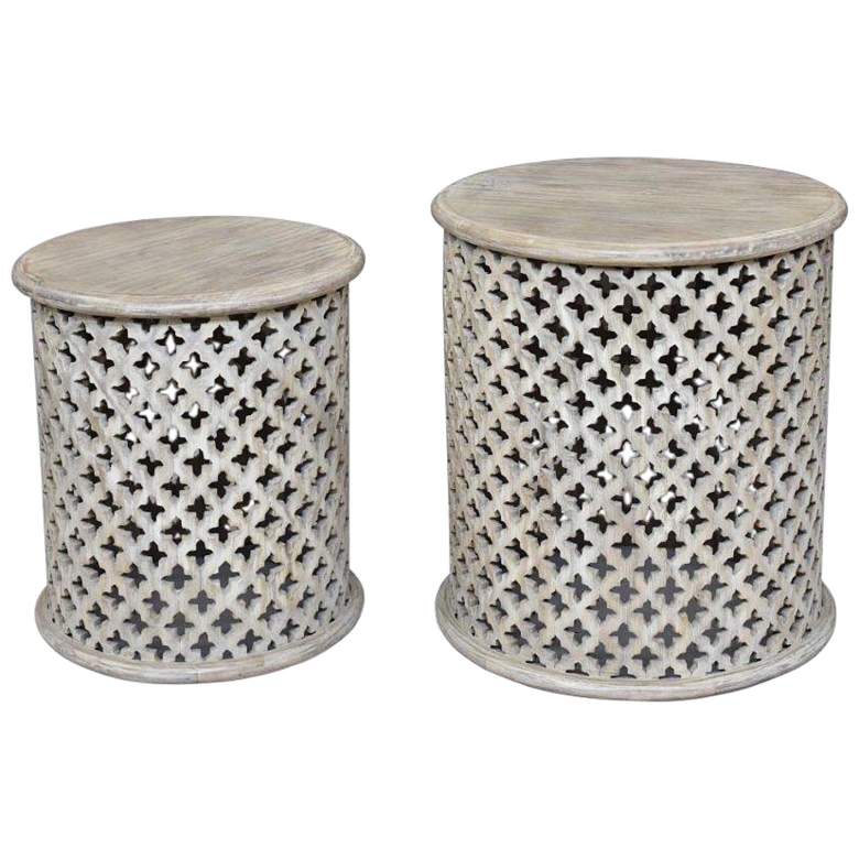 Image 3 Bengal Manor Whitewashed Wood Accent Tables - 2-Piece Set