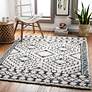 1_Beni Shag BSH-2300 5'3"x7' Charcoal Cream Indoor Area Rug