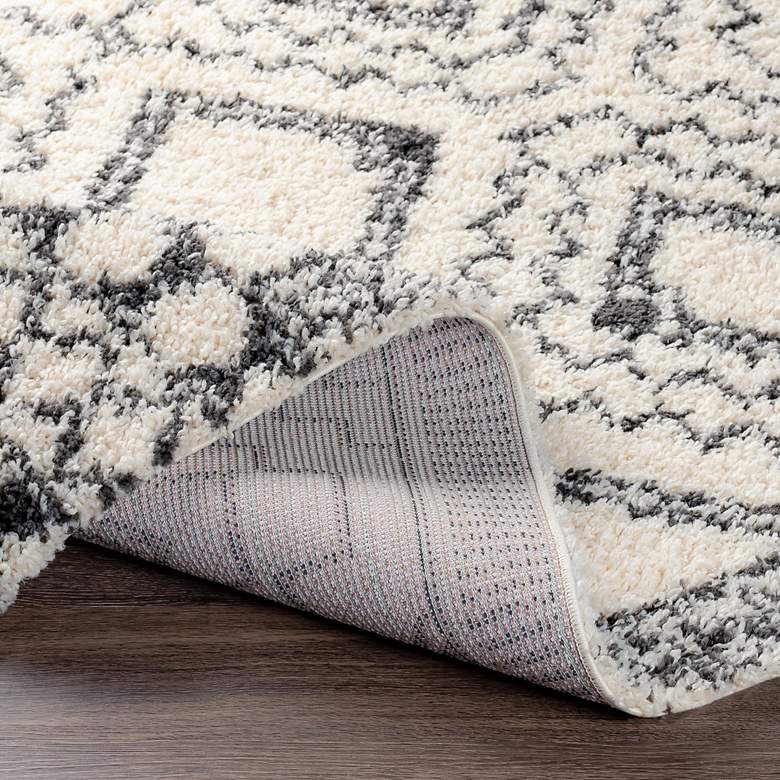 Image 4 Beni Shag BSH-2300 5'3"x7' Charcoal Cream Indoor Area Rug more views