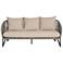 Benicia Outdoor Patio Sofa in Black Steel, Gray Rope, Taupe Olefin Cushions