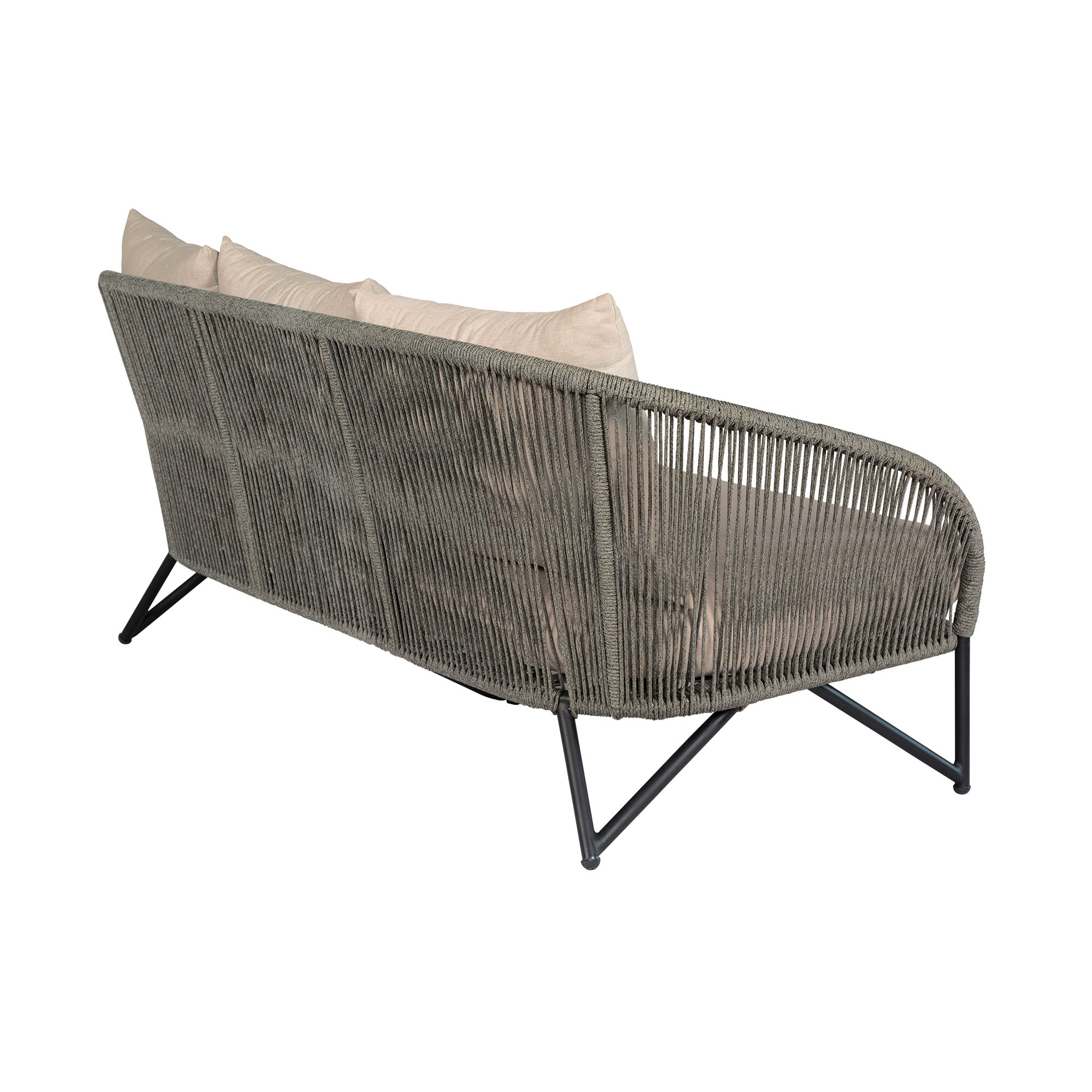 Image 4 Benicia Outdoor Patio Sofa in Black Steel, Gray Rope, Taupe Olefin Cushions more views