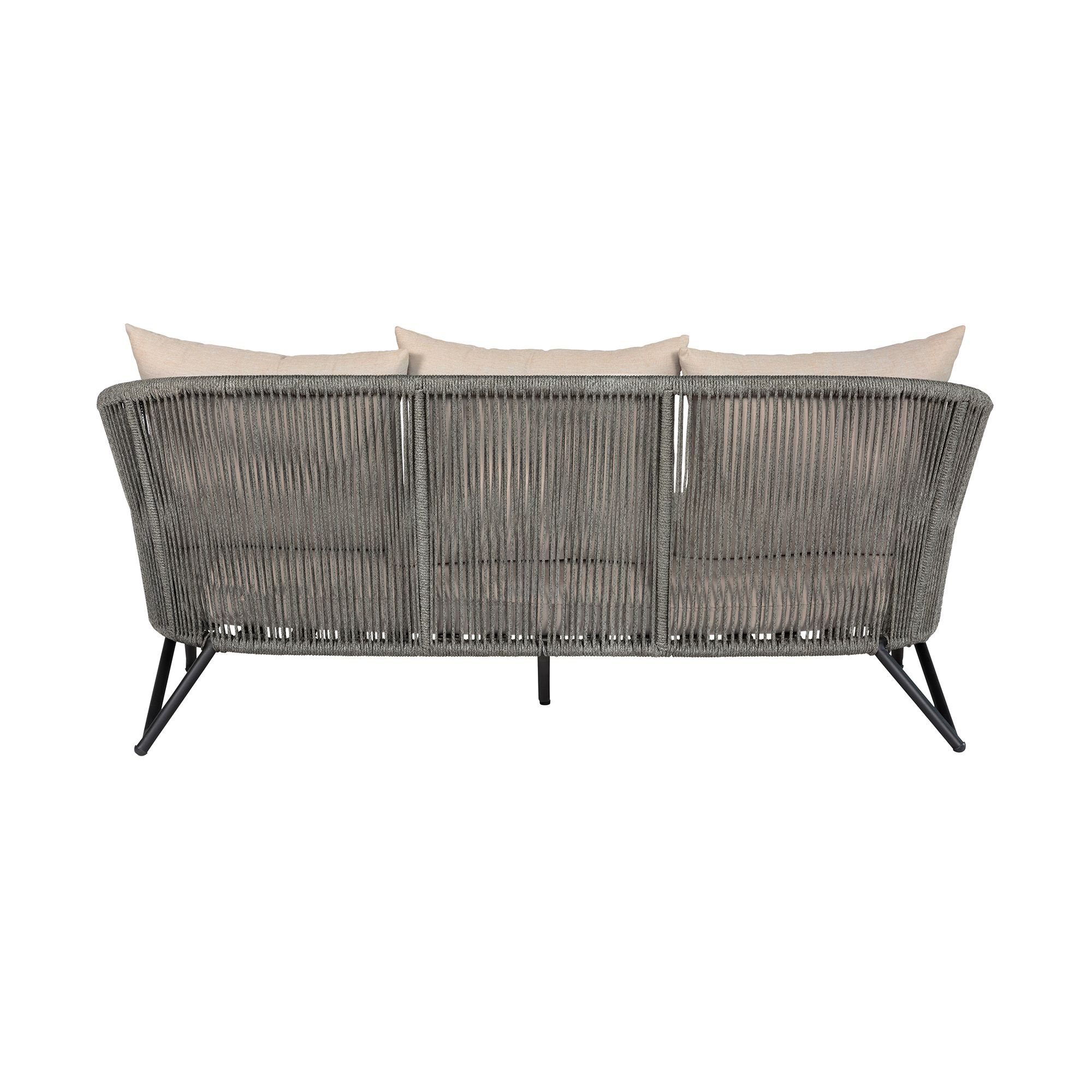 Image 5 Benicia Outdoor Patio Sofa in Black Steel, Gray Rope, Taupe Olefin Cushions more views
