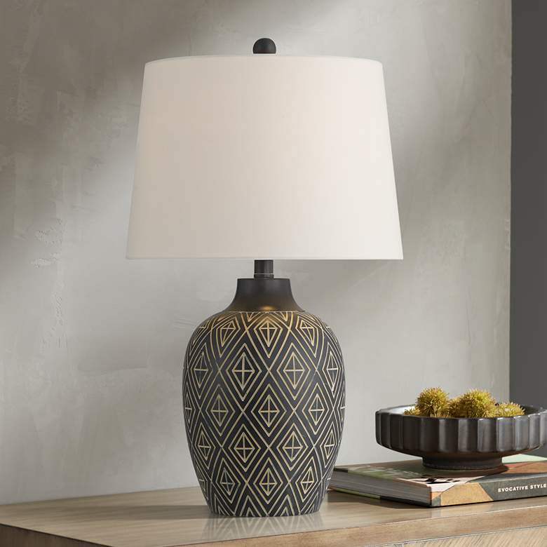 Image 1 Benito 23 1/2" High Diamond Pattern Jar Table Lamp