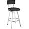 Benjamin 26 in. Swivel Barstool in Black Faux Leather, Stainless Steel