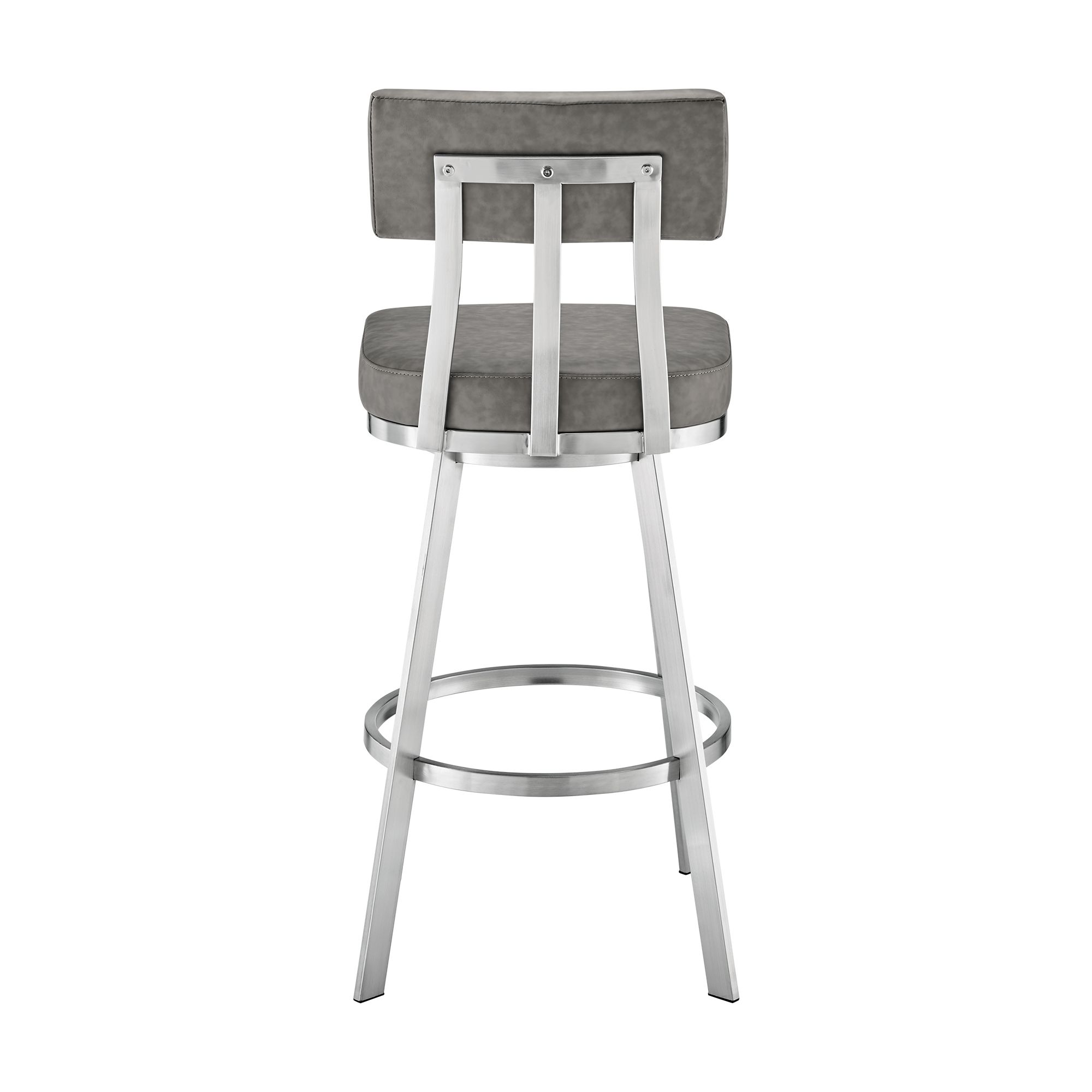 Image 5 Benjamin 30 in. Swivel Barstool in Gray Faux Leather, Stainless Steel more views
