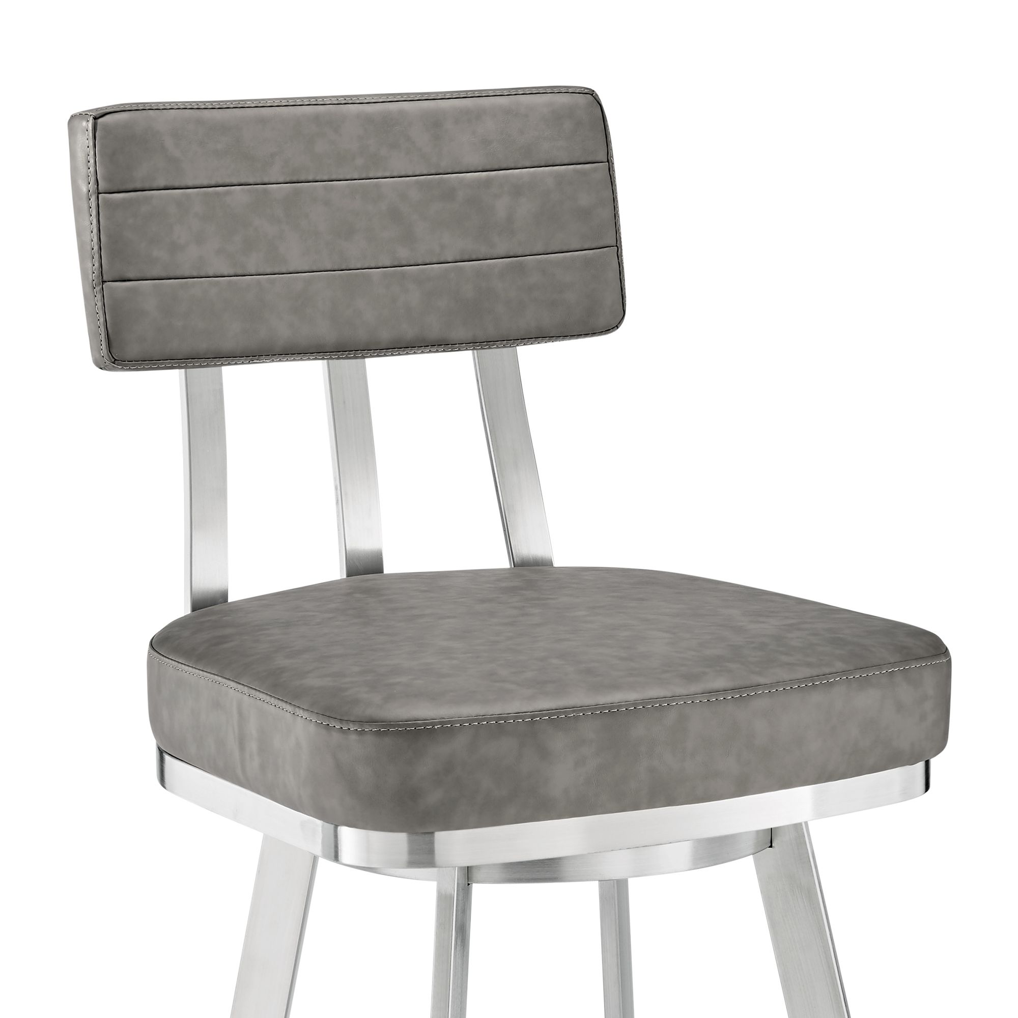 Image 7 Benjamin 30 in. Swivel Barstool in Gray Faux Leather, Stainless Steel more views