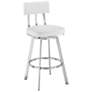 Benjamin 30 in. Swivel Barstool in White Faux Leather, Stainless Steel