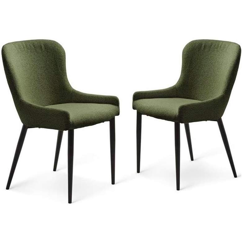 Image 1 Benjamin Forest Green Boucle Fabric Dining Chairs Set of 2