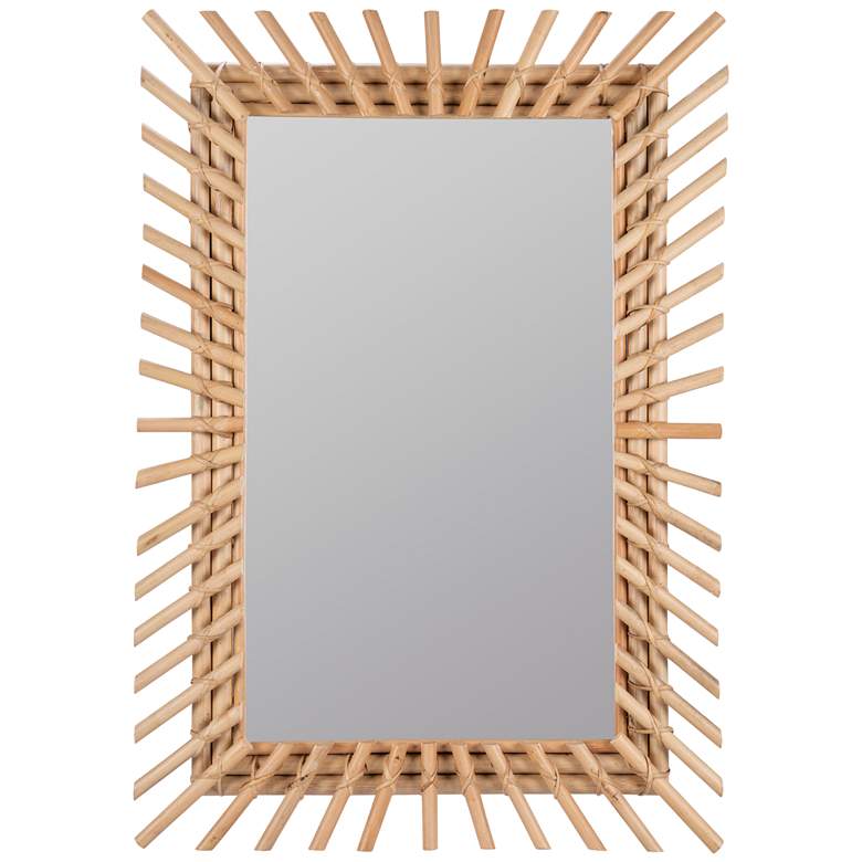 Image 1 Benjamin Natural 40" x 28" Rattan Rectangle Wall Mirror