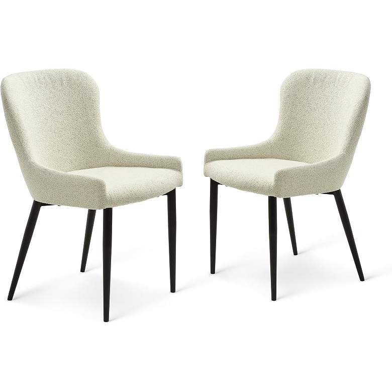 Image 1 Benjamin Off-White Boucle Fabric Dining Chairs Set of 2