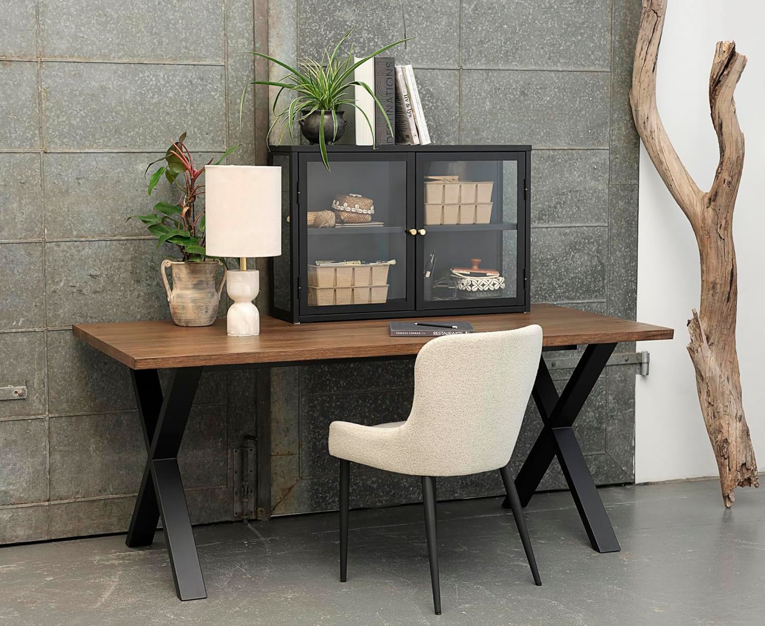 Benjamin Off-White Boucle Fabric Dining Chairs Set of 2