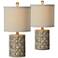 Benjie Worn Brown and Black Accent Table Lamps Set of 2