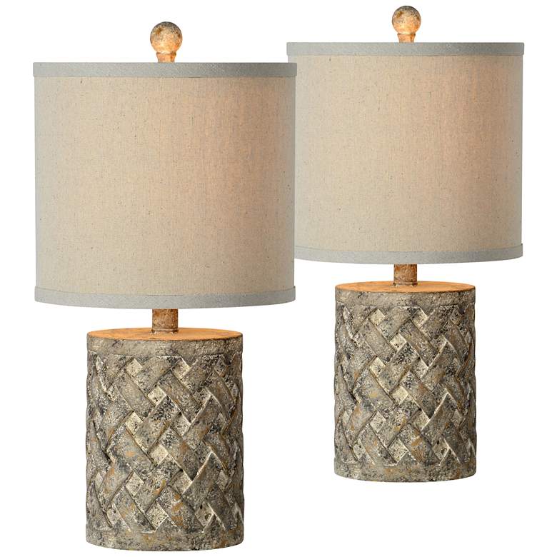 Image 1 Benjie Worn Brown and Black Accent Table Lamps Set of 2