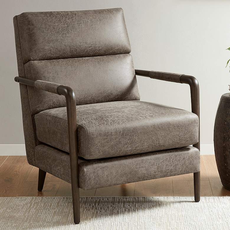 Image 1 Bennett Brown Faux Leather Accent Armchair