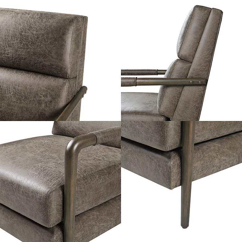Image 3 Bennett Brown Faux Leather Accent Armchair more views