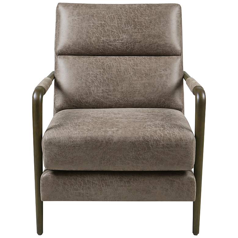 Image 5 Bennett Brown Faux Leather Accent Armchair more views