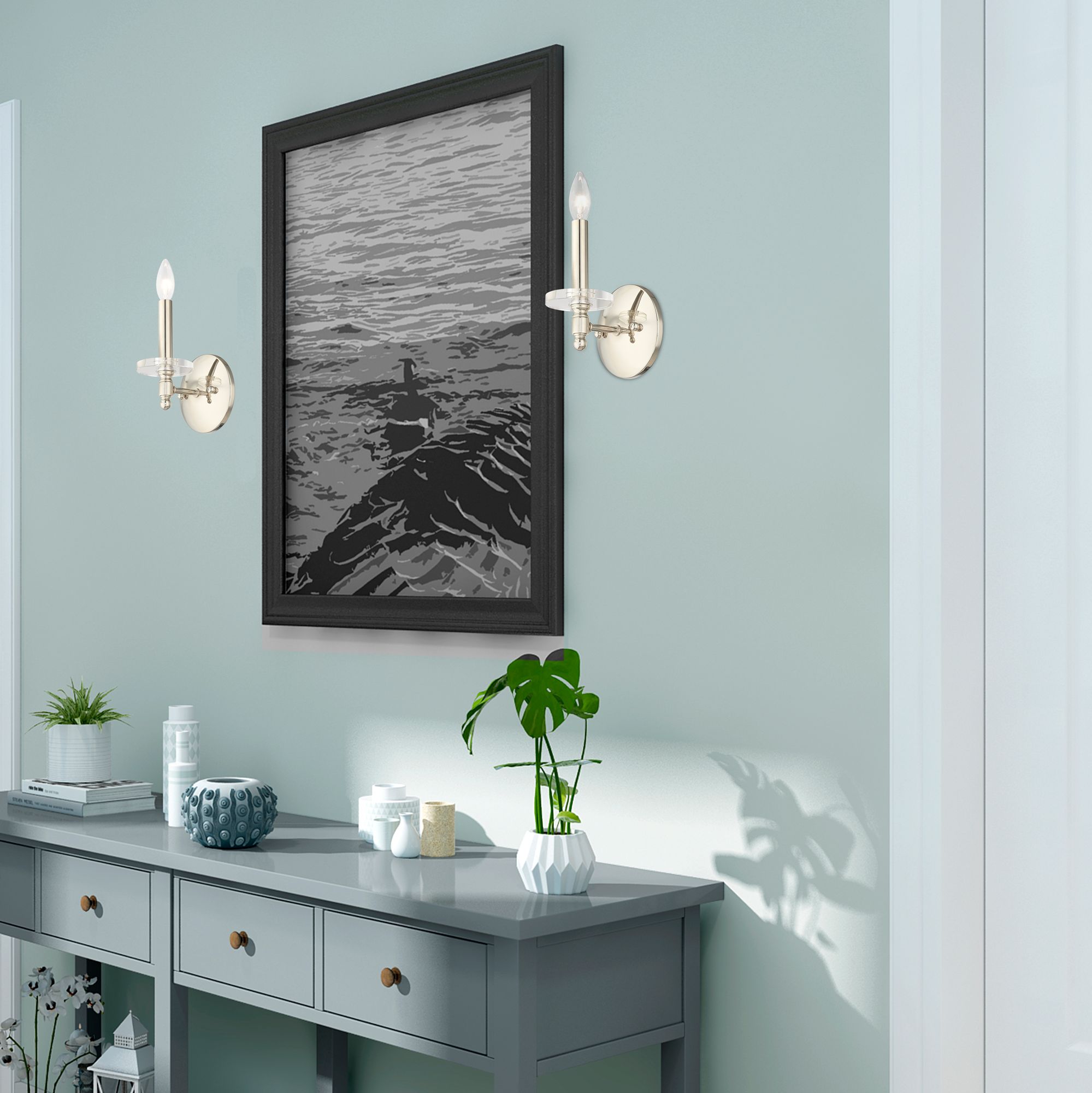 Bennington 1 Light Polished Nickel Wall Sconce in scene