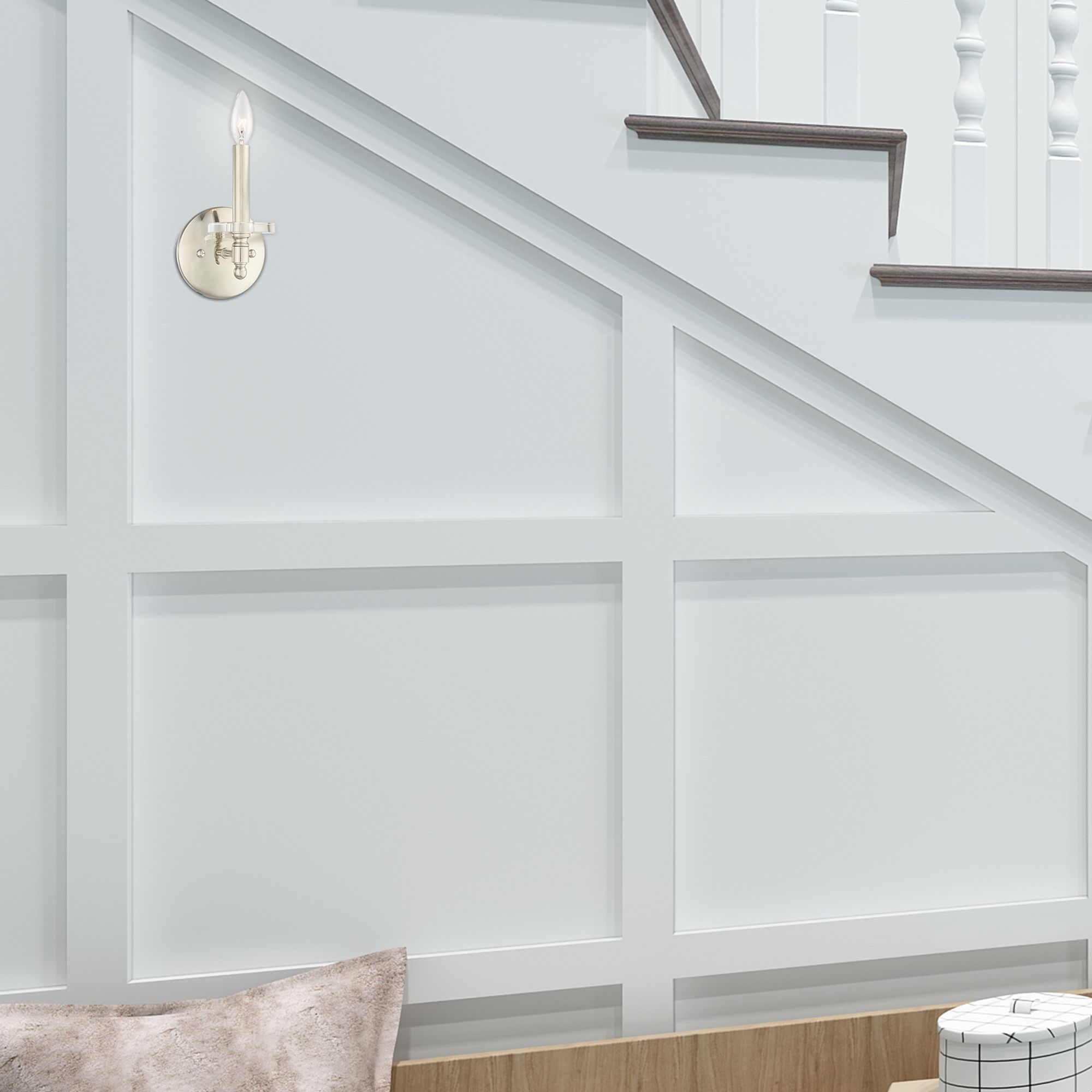 Bennington 1 Light Polished Nickel Wall Sconce in scene