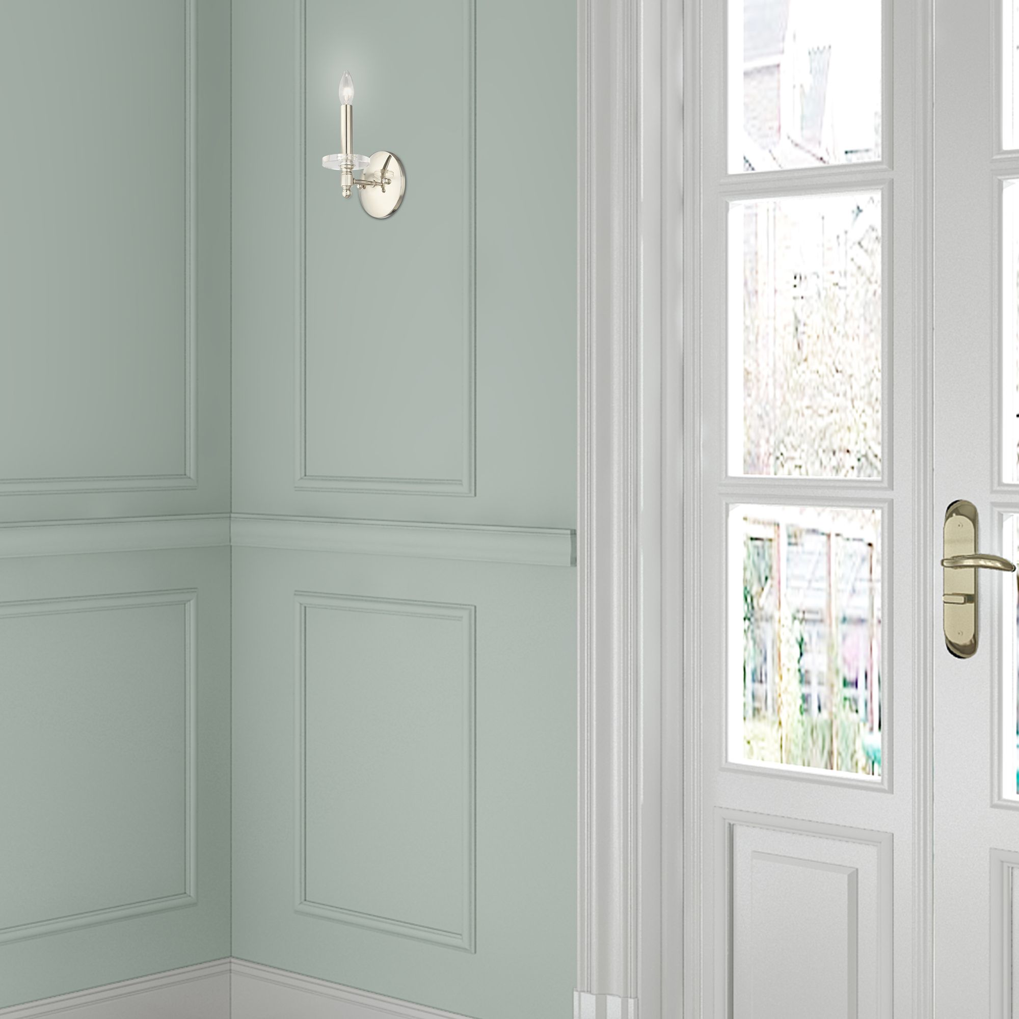 Bennington 1 Light Polished Nickel Wall Sconce in scene