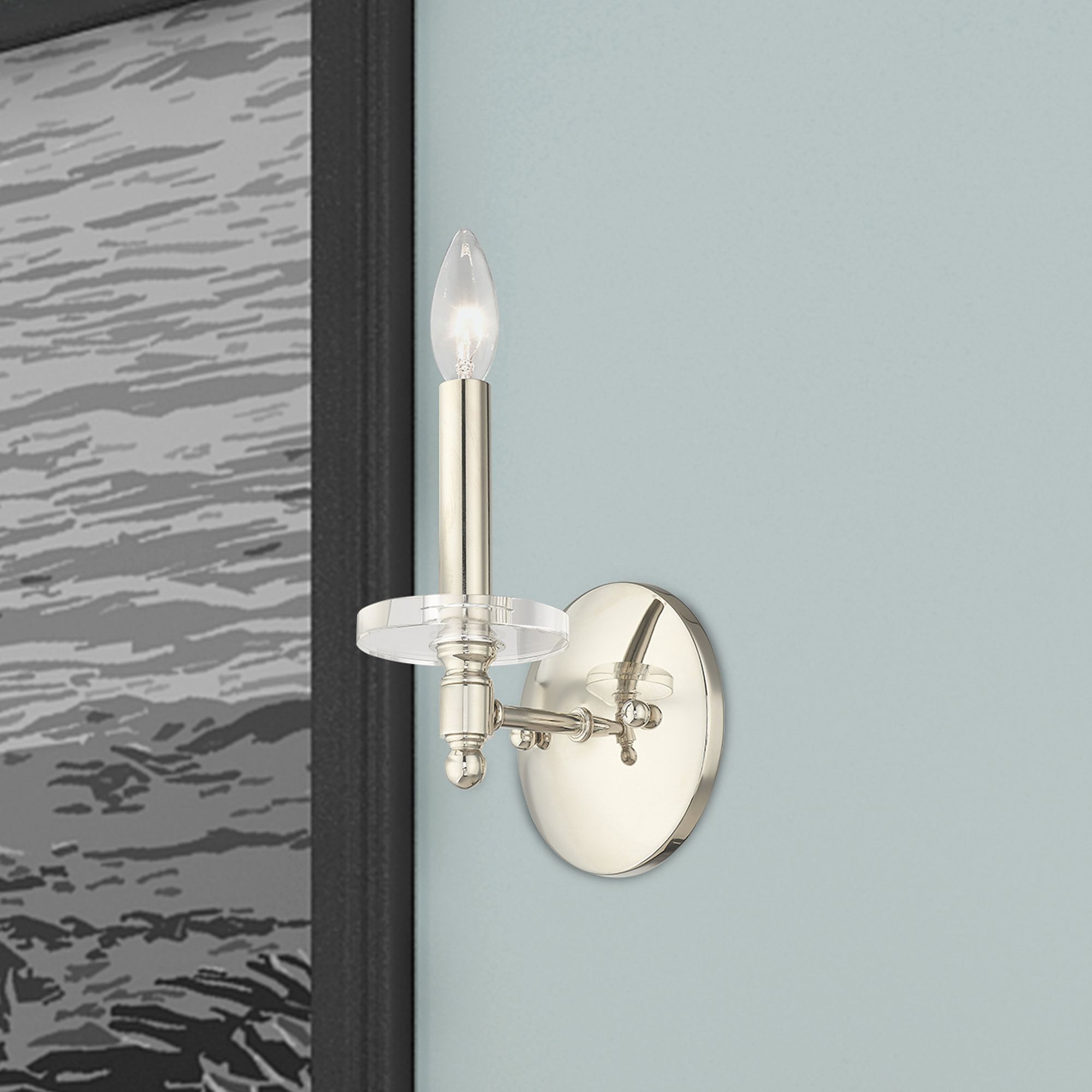 Bennington 1 Light Polished Nickel Wall Sconce in scene