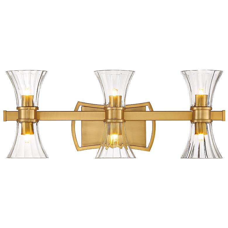 Image 1 Bennington 24" Wide Warm Brass 6-Light LED Vanity Bath Light