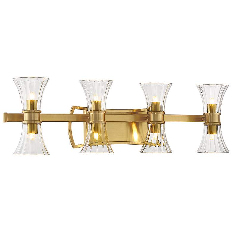 Image 4 Bennington 32" Wide Warm Brass 8-Light LED Vanity Bath Light more views