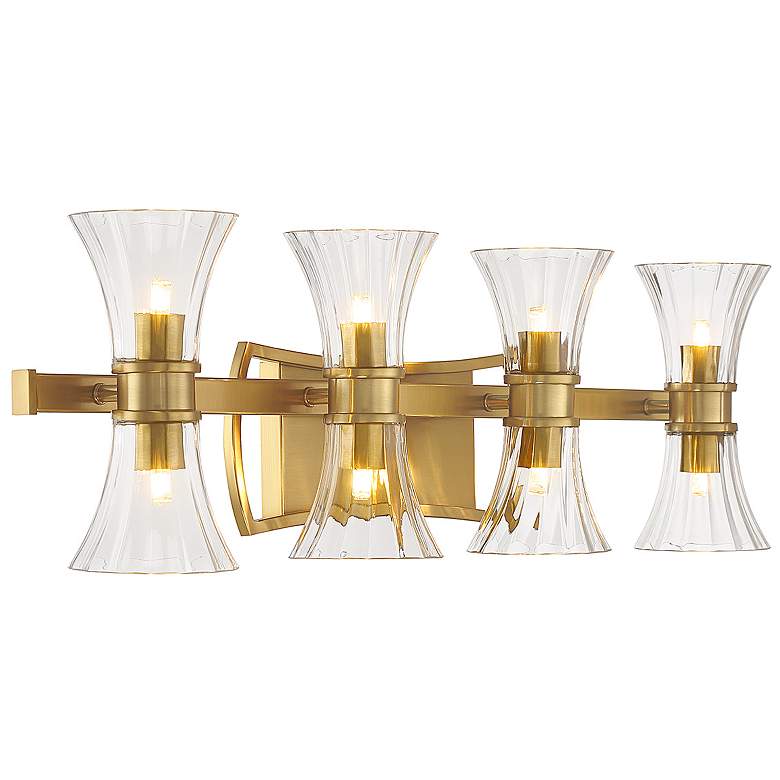 Image 5 Bennington 32 inch Wide Warm Brass 8-Light LED Vanity Bath Light more views