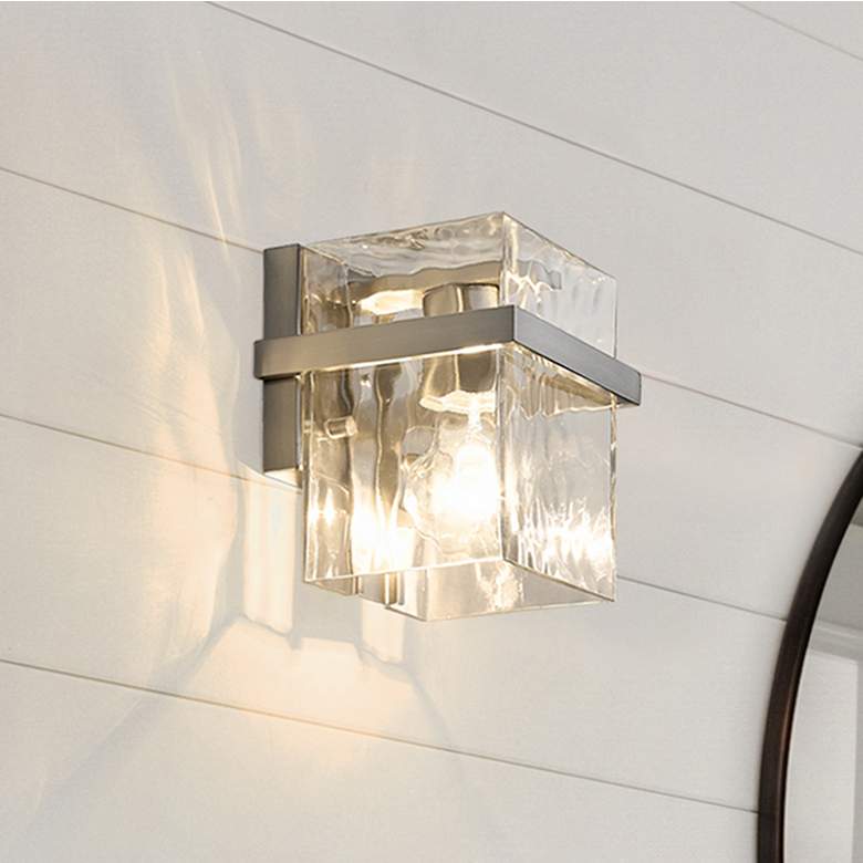 Image 1 Bennington 7" High Brushed Nickel Metal Wall Sconce