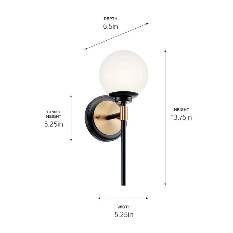 Image 5 Benno 13.75 Inch 1 Light Wall Sconce in Black and Champagne Bronze more views