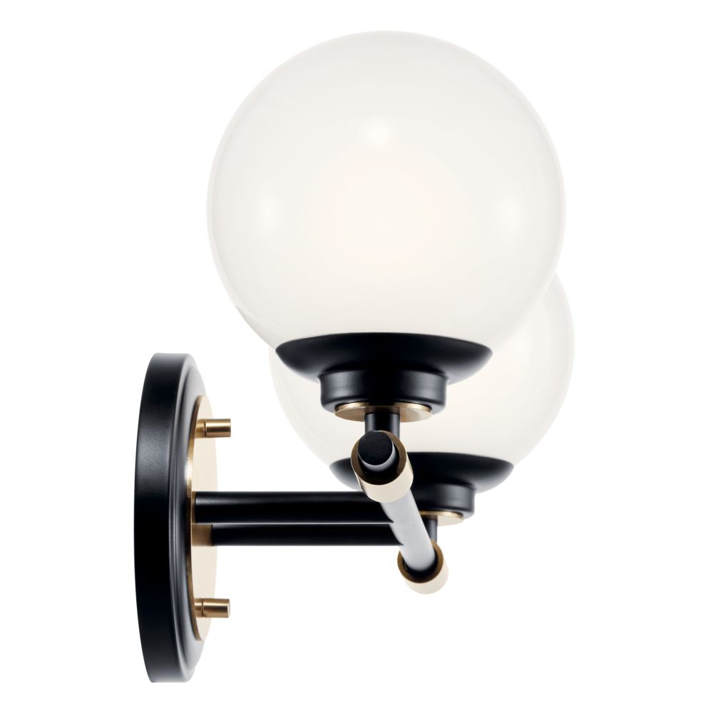 Image 2 Benno 2-in 2-Light Black with Champagne Bronze Industrial Vanity Light more views