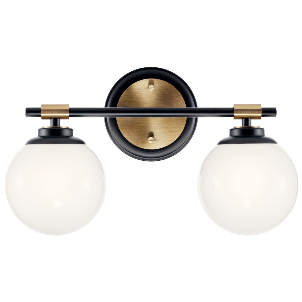 Image 4 Benno 2-in 2-Light Black with Champagne Bronze Industrial Vanity Light more views
