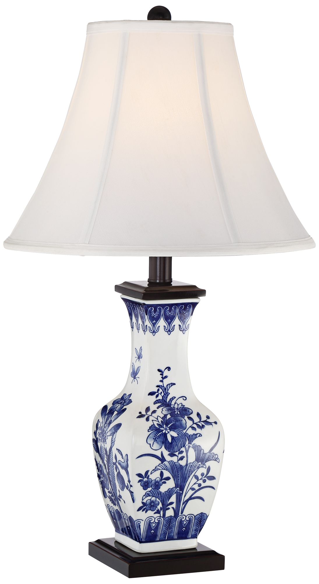 blue and white ceramic lamp