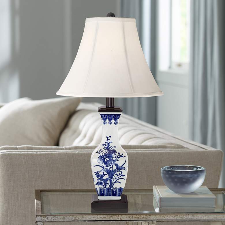 Image 1 Benoit Traditional Blue and White Ceramic Table Lamp