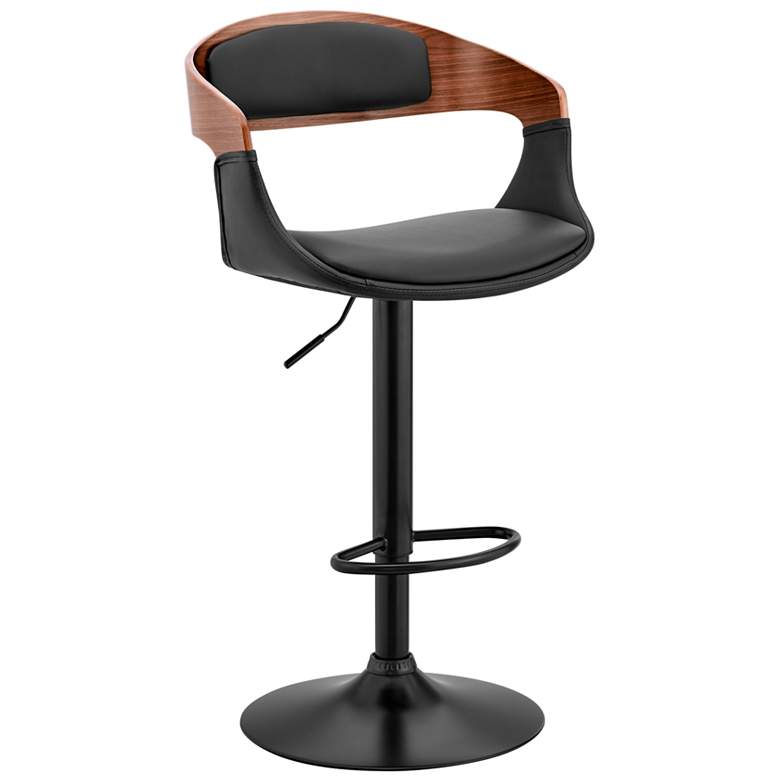 Image 1 Benson Adjustable Barstool in Black Finish with Black Faux Leather