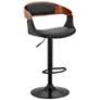 Benson Adjustable Barstool in Black Finish with Black Faux Leather