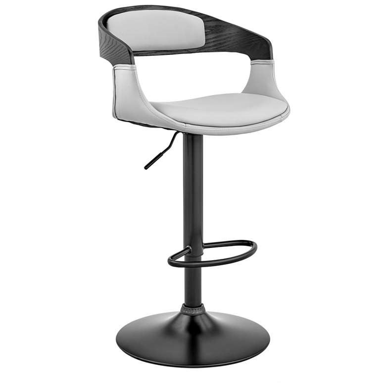 Image 1 Benson Adjustable Barstool in Black Finish with Gray Faux Leather