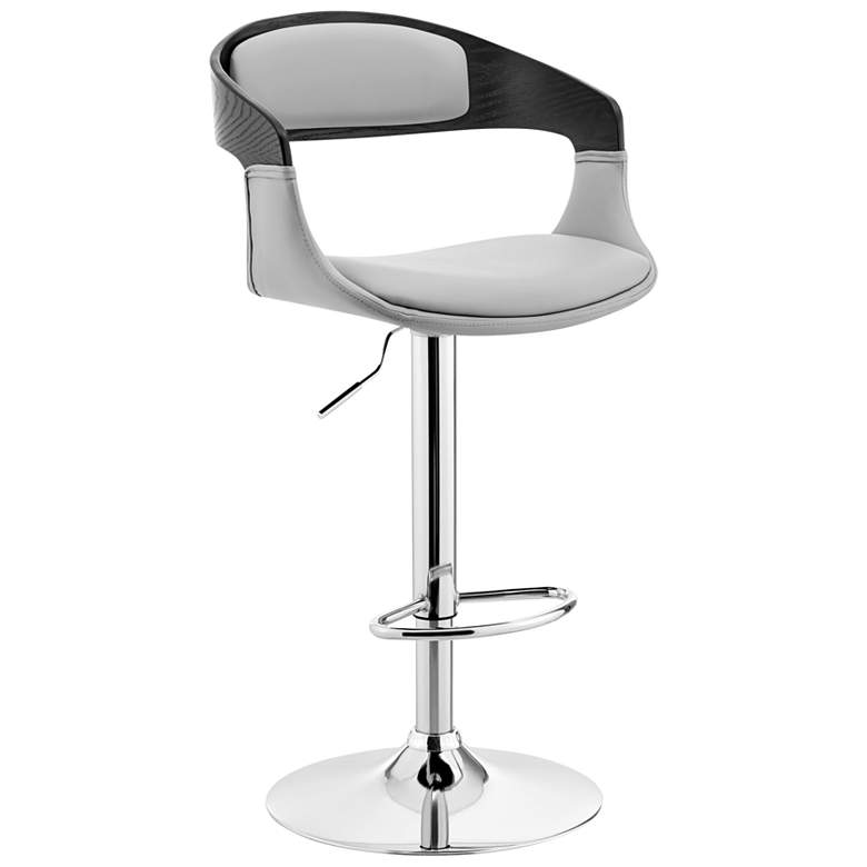 Image 1 Benson Adjustable Barstool in Chrome Finish with Gray Faux Leather
