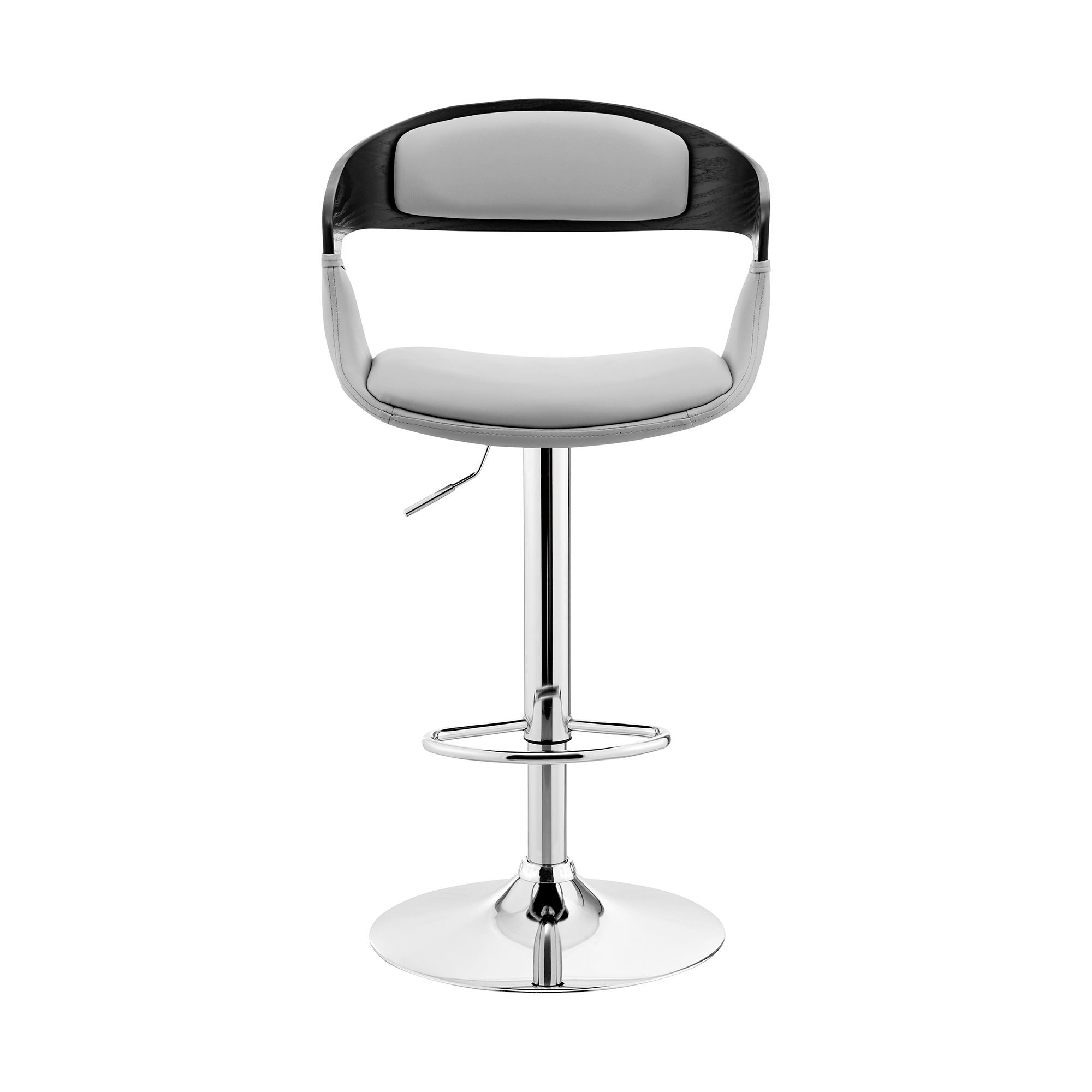 Image 3 Benson Adjustable Barstool in Chrome Finish with Gray Faux Leather more views