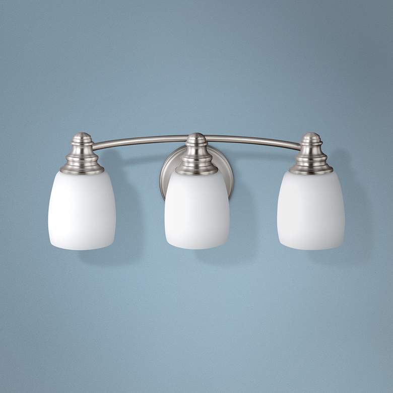 Image 1 Bentley 18" Wide 3-Light Satin Nickel Bath Light