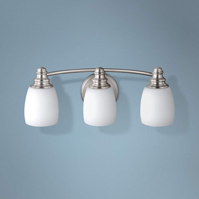 Image 1 Bentley 18 inch Wide 3-Light Satin Nickel Bath Light