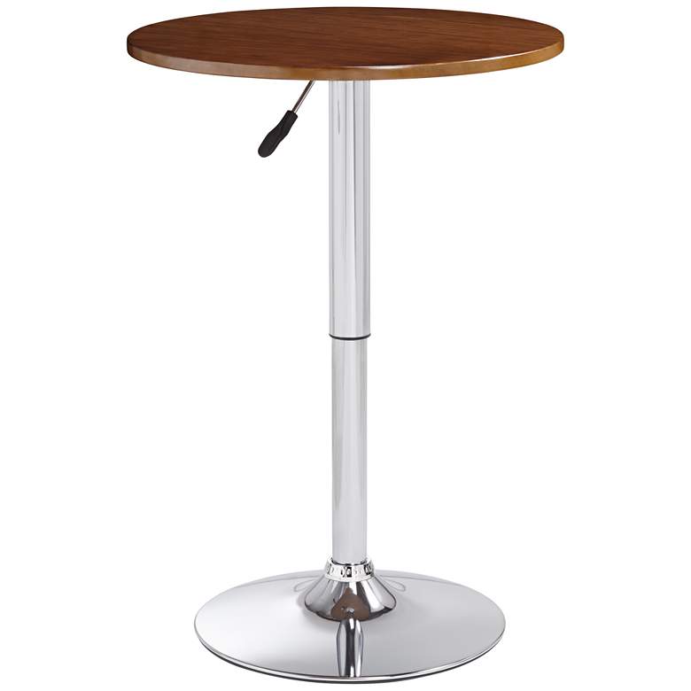 Bentley 23 1/2 inch Wide Wood and Chrome Adjustable Pub Table