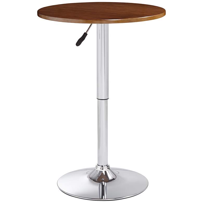 Image 3 Bentley 23 1/2" Wide Wood and Chrome Adjustable Pub Table