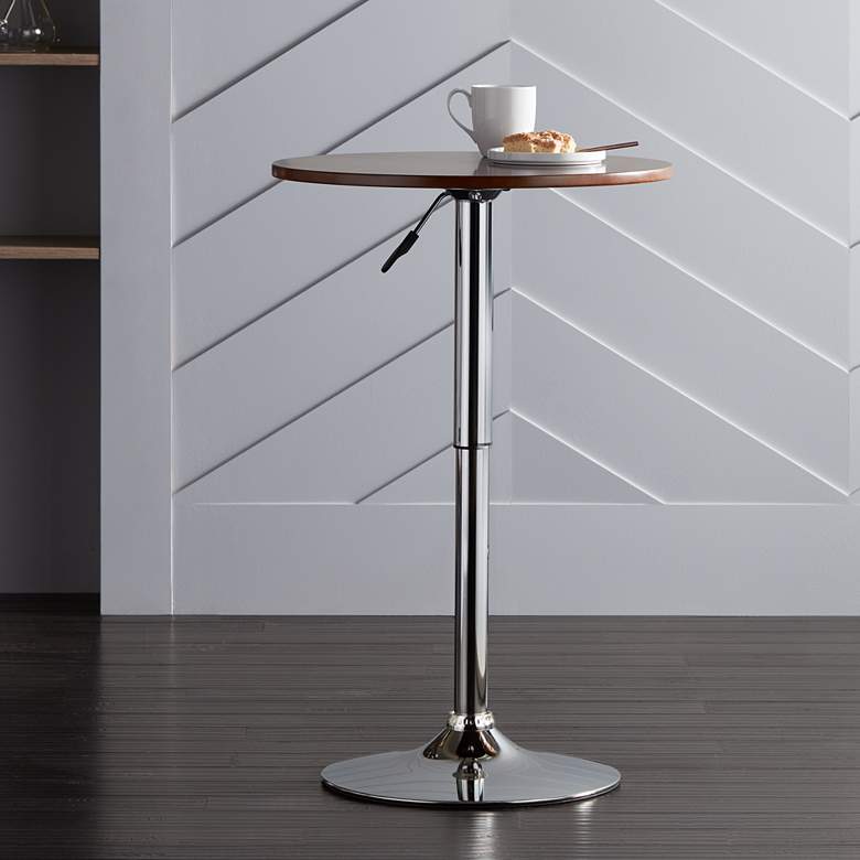 Image 2 Bentley 23 1/2" Wide Wood and Chrome Adjustable Pub Table