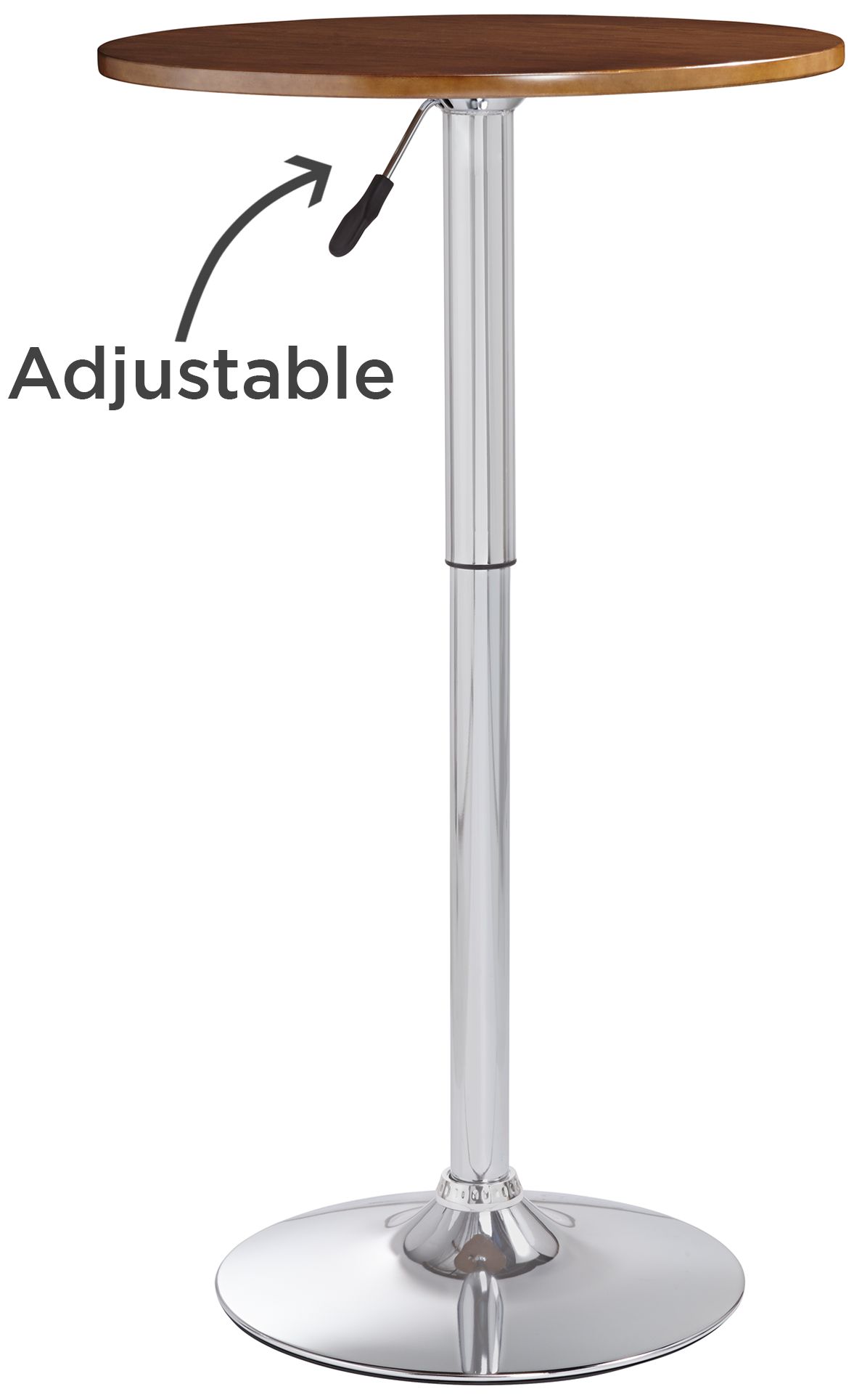 Bentley 23 1/2" Wide Wood and Chrome Adjustable Pub Table in scene