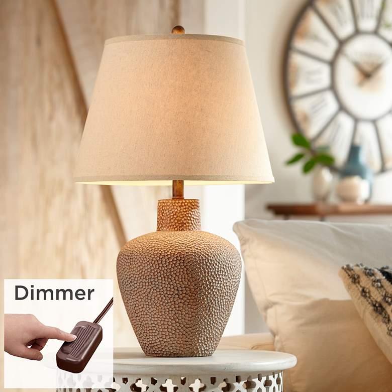 Image 1 Bentley 29" Hammered Pot Table Lamp with Table Top Dimmer